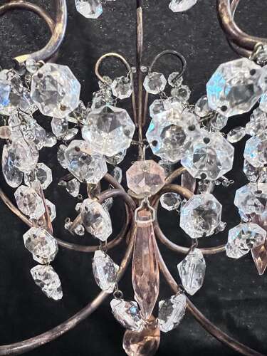 One Light Gilt Italian Chandelier with Coloured Crystals