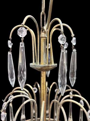 One Light French Basket Antique Chandelier