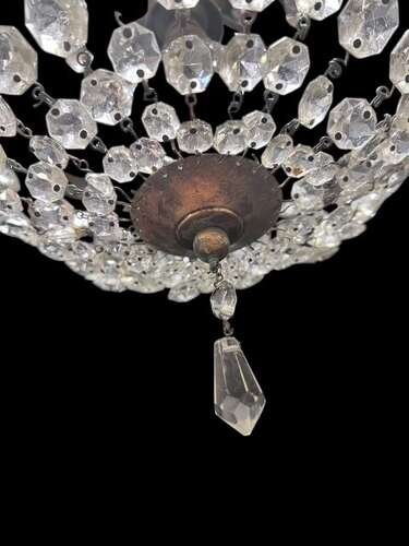 One Light French Basket Antique Chandelier