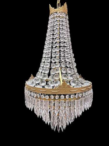 A One Light French Waterfall Empire Antique Chandelier