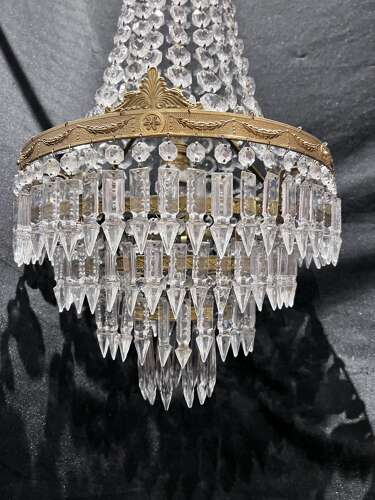 A One Light French Waterfall Empire Antique Chandelier