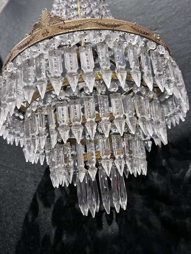 A One Light French Waterfall Empire Antique Chandelier