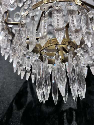 A One Light French Waterfall Empire Antique Chandelier