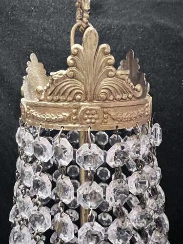 A One Light French Waterfall Empire Antique Chandelier