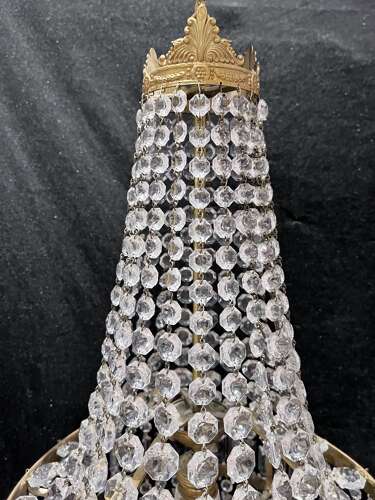 A One Light French Waterfall Empire Antique Chandelier