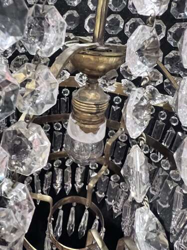 A One Light French Waterfall Empire Antique Chandelier