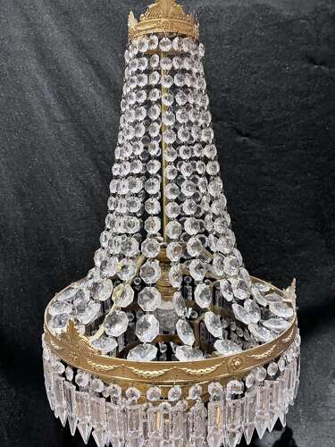 A One Light French Waterfall Empire Antique Chandelier