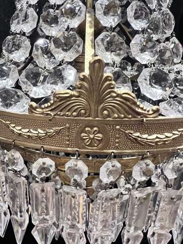 A One Light French Waterfall Empire Antique Chandelier