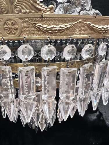 A One Light French Waterfall Empire Antique Chandelier