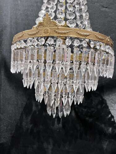 A One Light French Waterfall Empire Antique Chandelier