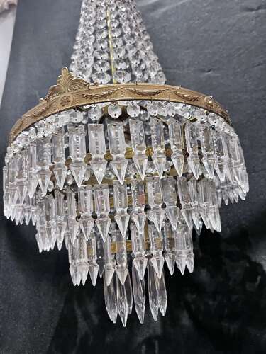 A One Light French Waterfall Empire Antique Chandelier