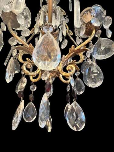 French Gilt Brass 4 Light Antique Chandelier