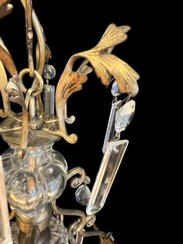 French Gilt Brass 4 Light Antique Chandelier