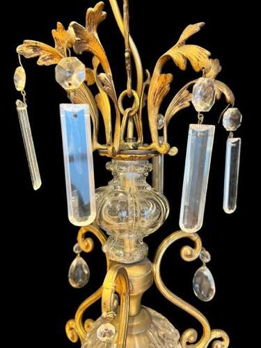 French Gilt Brass 4 Light Antique Chandelier