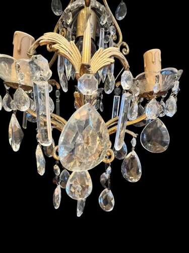 French Gilt Brass 4 Light Antique Chandelier