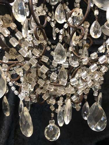 A Six Light Dark Framed Florentine Antique Chandelier