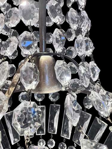 A One Light French Sac a Perle Antique Crystal Chandelier