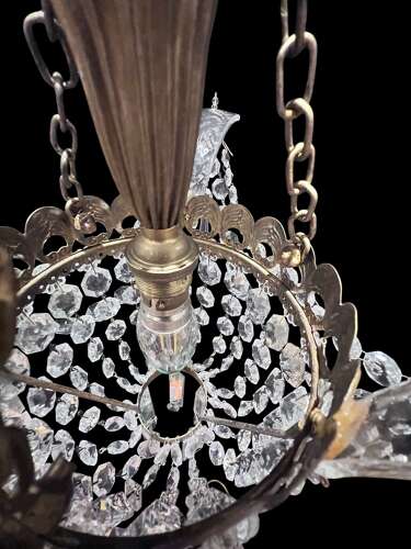 A Single Light Unusual English One Light Antique Chandelier