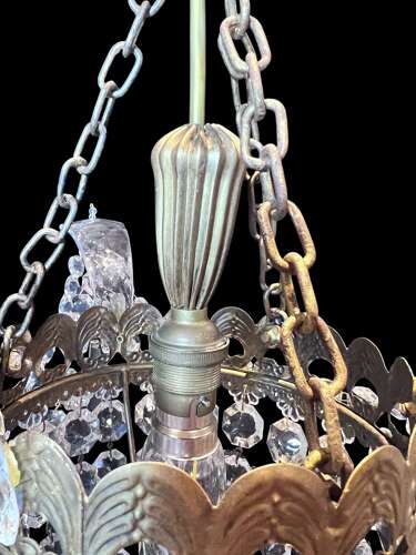 A Single Light Unusual English One Light Antique Chandelier