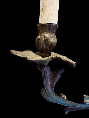 A set of 4 French Triple Arm Antique Brass Wall Lights