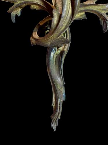 A set of 4 French Triple Arm Antique Brass Wall Lights