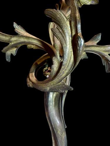 A set of 4 French Triple Arm Antique Brass Wall Lights