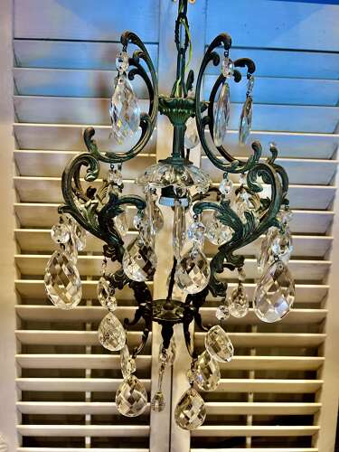 Small Single Light Italian Cage Antique Chandelier