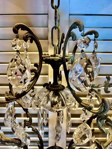 Small Single Light Italian Cage Antique Chandelier
