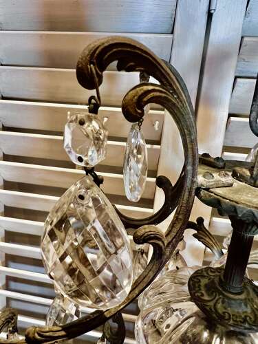 Small Single Light Italian Cage Antique Chandelier