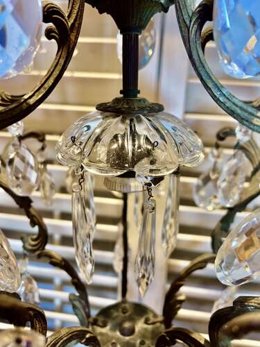 Small Single Light Italian Cage Antique Chandelier
