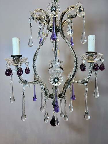 Three Light FLorentine beaded Antique Chandelier