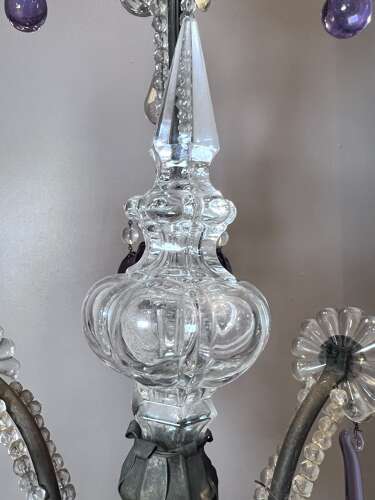 Three Light FLorentine beaded Antique Chandelier