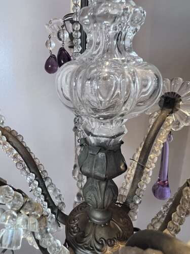 Three Light FLorentine beaded Antique Chandelier