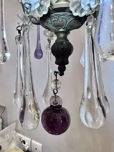 Three Light FLorentine beaded Antique Chandelier