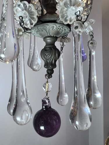 Three Light FLorentine beaded Antique Chandelier