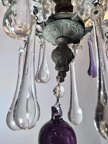 Three Light FLorentine beaded Antique Chandelier