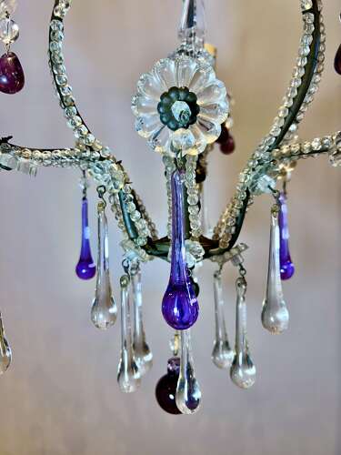 Three Light FLorentine beaded Antique Chandelier