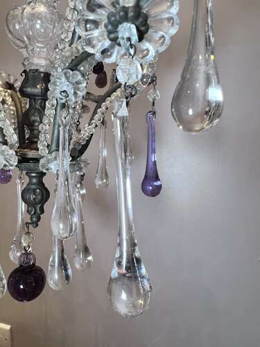 Three Light FLorentine beaded Antique Chandelier