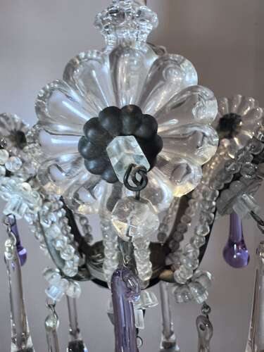 Three Light FLorentine beaded Antique Chandelier