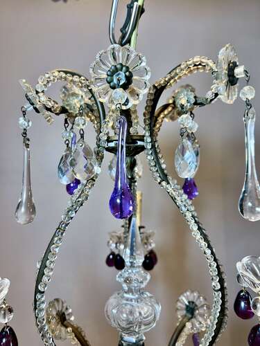 Three Light FLorentine beaded Antique Chandelier