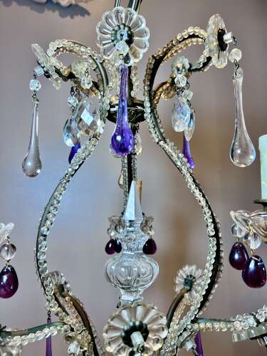 Three Light FLorentine beaded Antique Chandelier