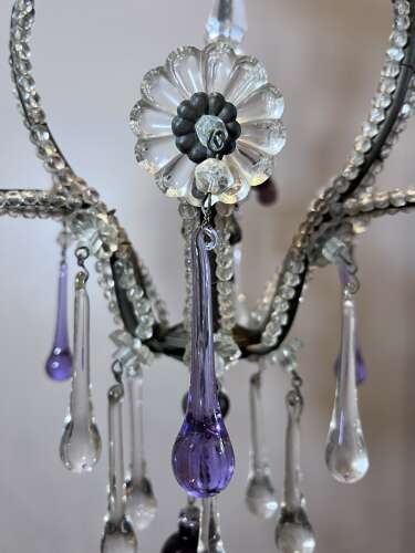 Three Light FLorentine beaded Antique Chandelier