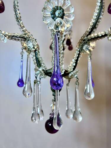 Three Light FLorentine beaded Antique Chandelier