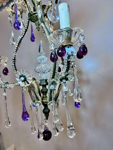 Three Light FLorentine beaded Antique Chandelier