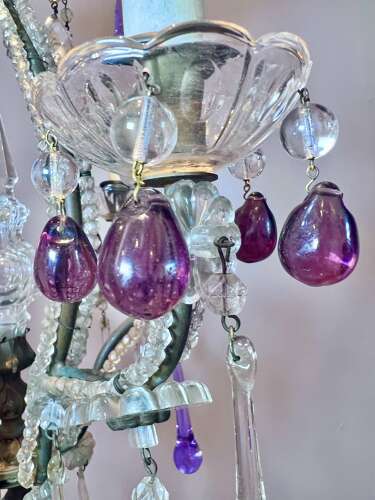 Three Light FLorentine beaded Antique Chandelier
