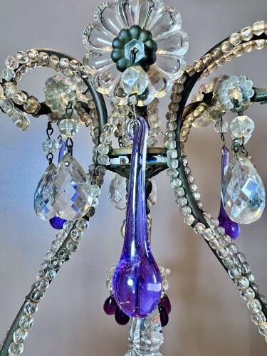 Three Light FLorentine beaded Antique Chandelier