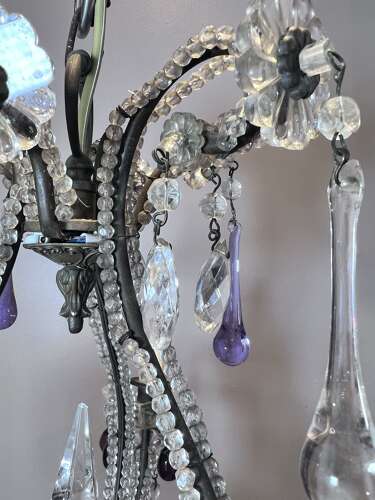 Three Light FLorentine beaded Antique Chandelier