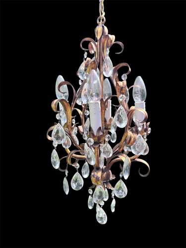 French Brass Single Light Hall Antique Lantern