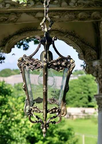 French Brass Single Light Hall Antique Lantern