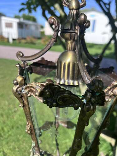 French Brass Single Light Hall Antique Lantern